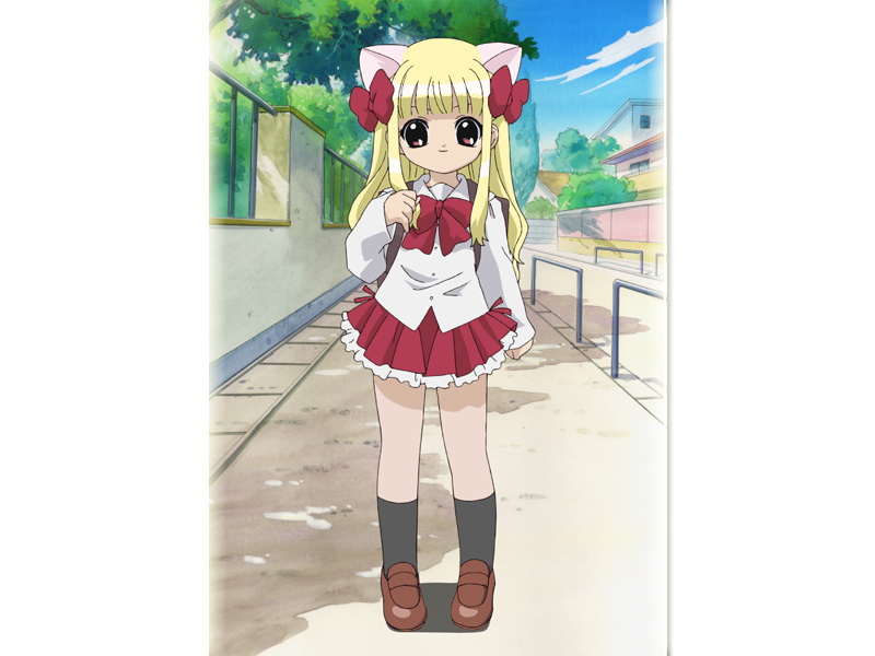uematsu koboshi, pita ten, tagme, 1girl, animal ears, blonde hair, bow, brown loafers, brown shoes, cat ears, hair bow, loafers, outdoors, red bow, red skirt, school uniform, serafuku, shirt, shoes, skirt, socks, tree, white shirt, white socks