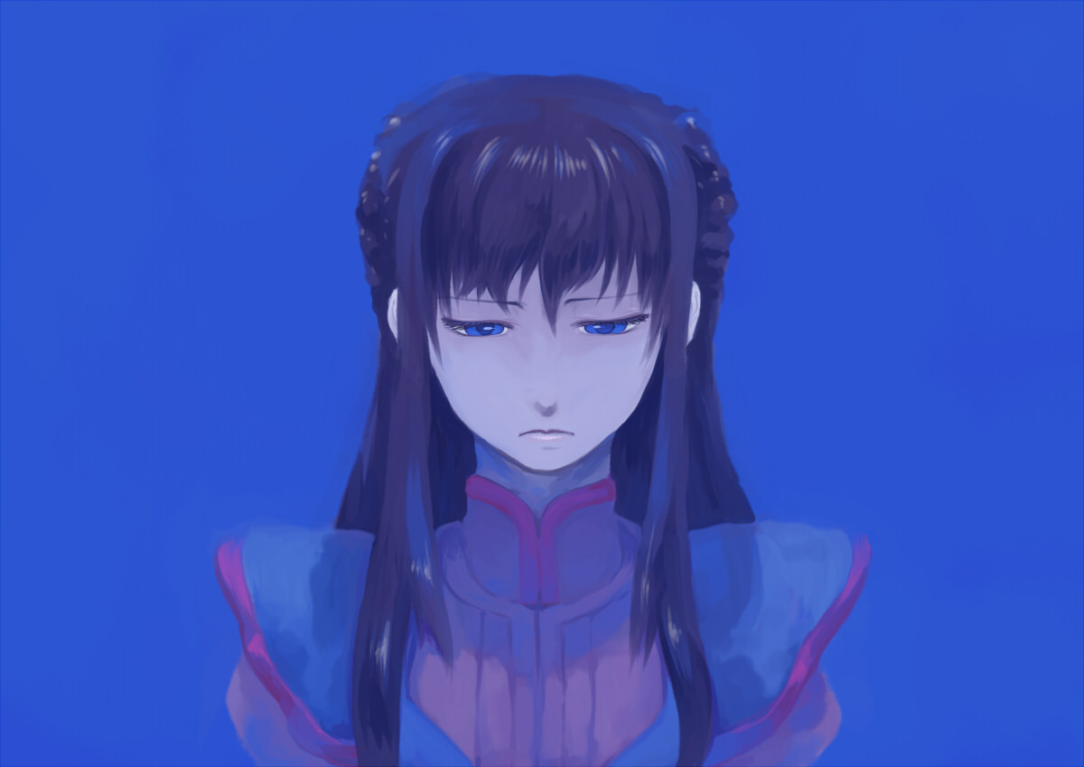 musen-shiki sanhankikan, marina ismail, gundam, gundam 00, bad id, bad pixiv id, 00s, 1girl, black hair, blue eyes, dress, female focus, long hair, simple background, solo