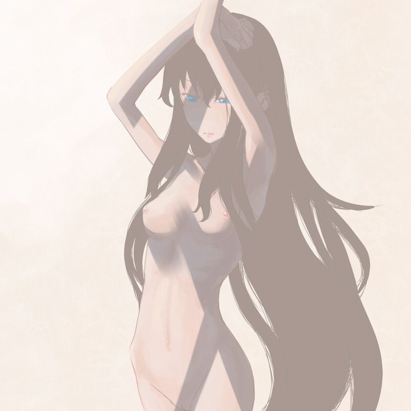 musen-shiki sanhankikan, marina ismail, gundam, gundam 00, bad id, bad pixiv id, 00s, 1girl, breasts, brown hair, female focus, long hair, nipples, nude, solo, uncensored