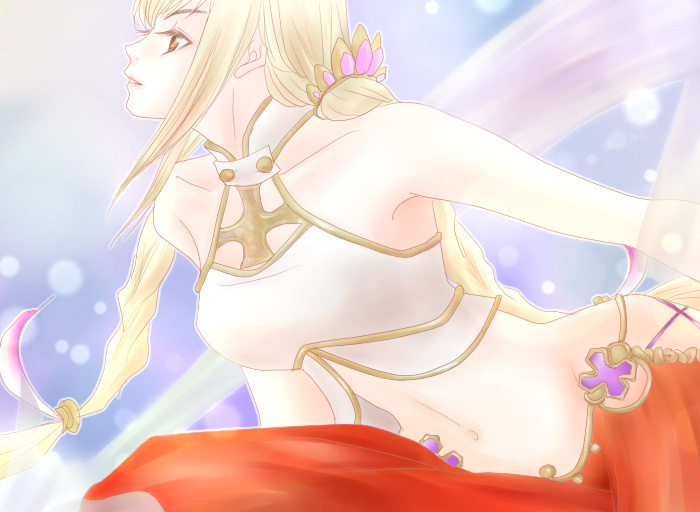 nagal, penelo, final fantasy, final fantasy xii, final fantasy xii revenant wings, 00s, 1girl, blonde hair, braid, breasts, brown eyes, female focus, long hair, solo, twin braids