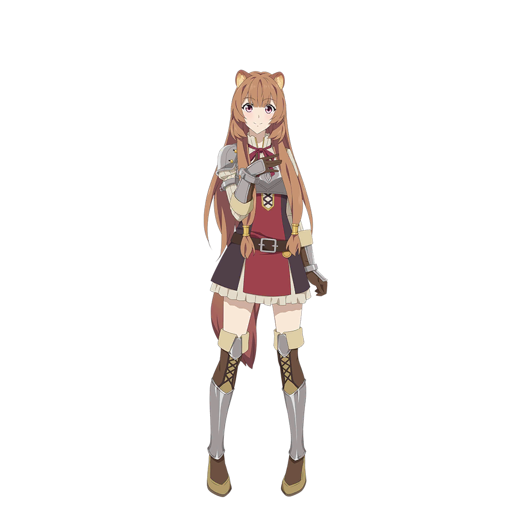 raphtalia, tate no yuusha no nariagari, tate no yuusha no nariagari rerise, artist request, game cg, official art, 1girl, animal ear fluff, animal ears, armor, armored boots, armored gloves, belt, black dress, blunt bangs, boots, breastplate, brown belt, brown boots, brown gloves, brown hair, closed mouth, collared dress, dress, elbow gloves, full body, gloves, hand on own chest, high collar, layered dress, long hair, long sleeves, looking at viewer, metal arm cuffs, metal hair tubes, metal wrist cuffs, neck ribbon, pauldrons, pink eyes, pinstripe dress, pinstripe pattern, raccoon ears, raccoon girl, raccoon tail, red dress, red ribbon, ribbon, short dress, shoulder armor, simple background, single pauldron, sleeveless, sleeveless dress, smile, solo, standing, straight-on, straight hair, tachi-e, tail, thigh boots, transparent background, two-tone dress, white dress