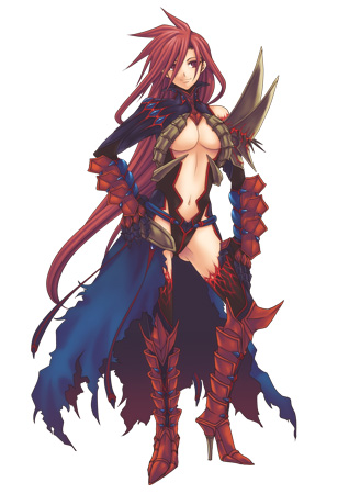 dark knight (ragnarok online), ragnarok online, ragnarok online ds, lowres, 1girl, female focus, long hair, red hair, solo