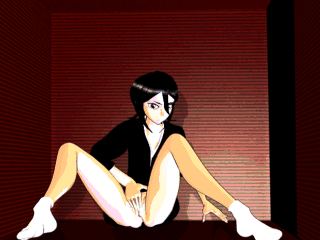 kuchiki rukia, bleach, animated, animated gif, lowres, 00s, 3d, black hair, fingering, masturbation, pussy, qvga, socks, spread legs, uncensored