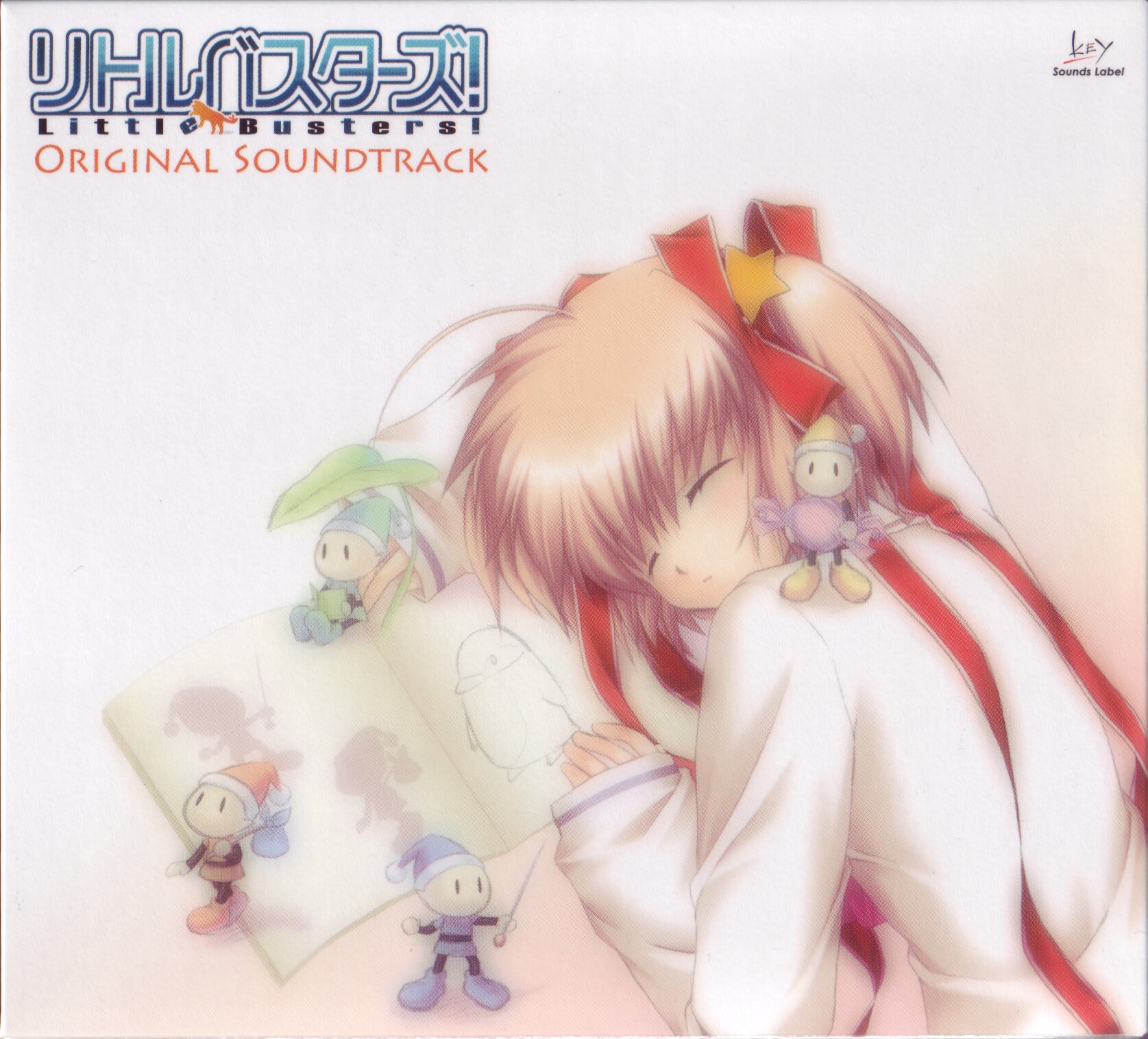 kamikita komari, little busters!, highres, blonde hair, closed eyes, notebook, ribbon, short hair, sleeping, solo