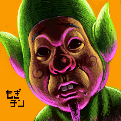 sakkan, tingle, nintendo, the legend of zelda, lowres, 1boy, beard, buck teeth, cheek swirl, close-up, creepy, facial hair, horror (theme), mole, oekaki, pointy ears, solo, teeth