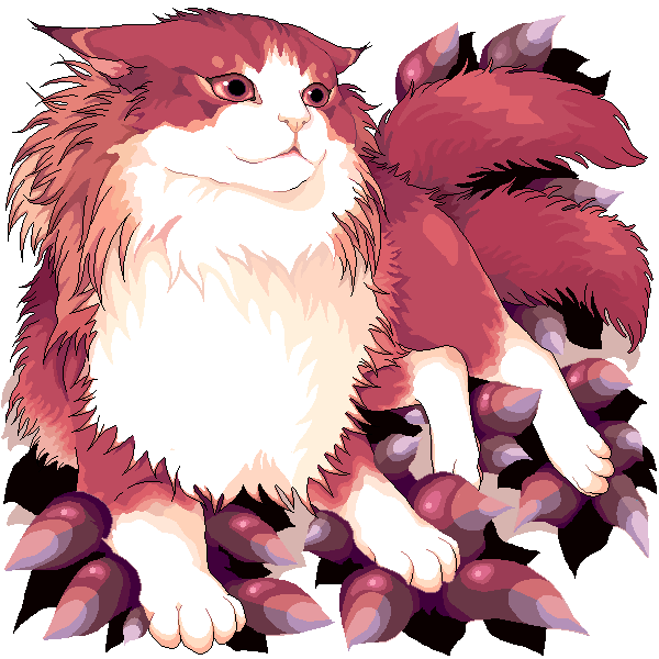 murata (bakeneko soudou), animal, animal focus, cat, multiple tails, nekomata, no humans, red eyes, tail
