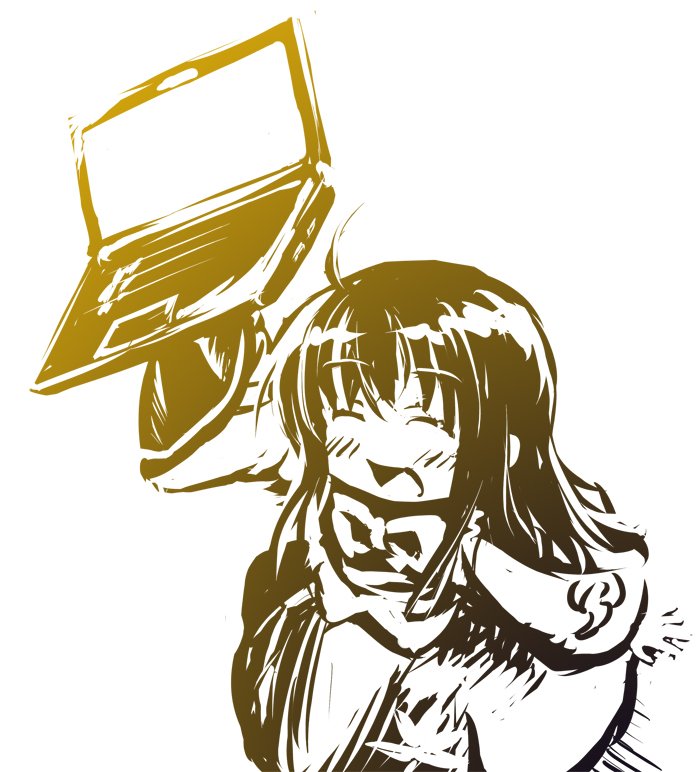 kusaba, kusaba (kusabashiki), houraisan kaguya, touhou, 1girl, brown theme, computer, female focus, laptop, monochrome, solo