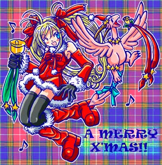 lowres, tagme, 1girl, black thighhighs, boots, english text, oekaki, red boots, santa costume, thighhighs
