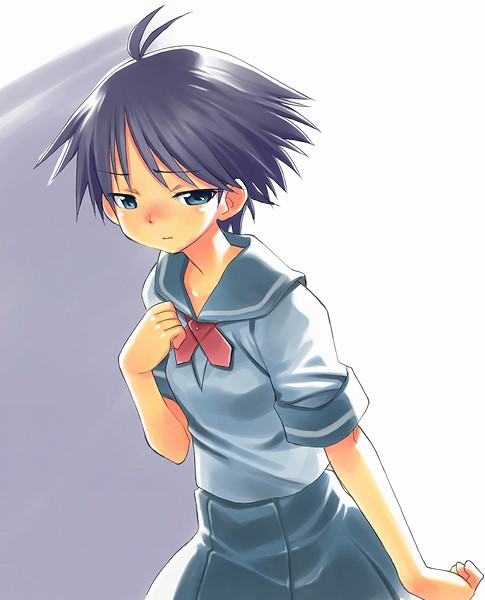 tatata, kikuchi makoto, idolmaster, idolmaster xenoglossia, namco, bad id, bad pixiv id, 00s, antenna hair, black hair, school uniform, serafuku, short hair
