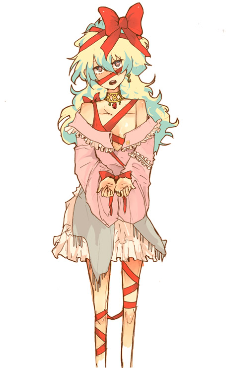 ari (2e3), azuchi (monica), nia teppelin, tengen toppa gurren lagann, bad id, bad pixiv id, 00s, 1girl, female focus, multicolored hair, ribbon, solo