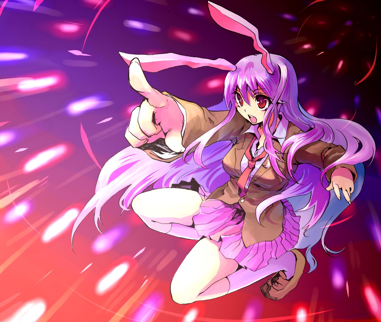 kobanzame, reisen udongein inaba, touhou, bad id, bad pixiv id, highres, 1girl, animal ears, danmaku, female focus, rabbit ears, solo
