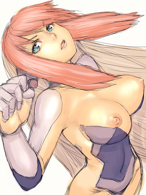 fumio (rsqkr), birdy cephon altera, tetsuwan birdy, tetsuwan birdy decode, 00s, 1girl, breasts, colored bangs, female focus, large breasts, leotard, multicolored hair, nipple slip, nipples, solo