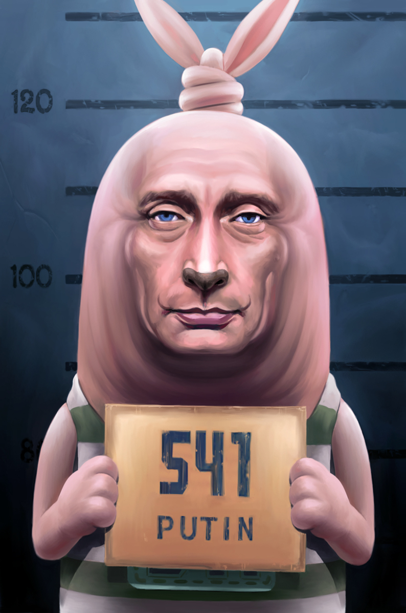 sakkan, putin (usavich), vladimir putin, real life, usavich, 1boy, holding, holding sign, male focus, mugshot, name connection, no humans, parody, politician, russia, sign, solo, what