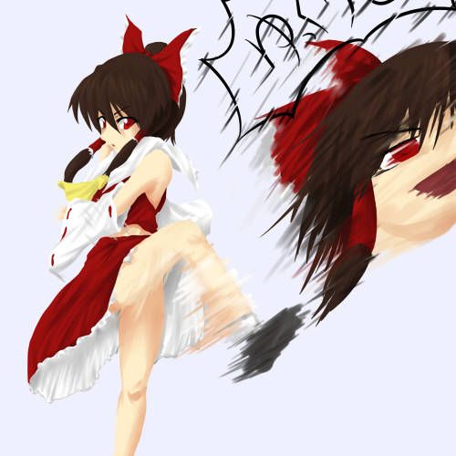 akdt, akudato, hakurei reimu, touhou, bad id, bad pixiv id, lowres, 2girls, female focus, multiple girls, skirt, yukkuri shiteitte ne