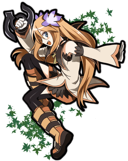 marta lualdi, tales of (series), tales of symphonia, tales of symphonia: dawn of the new world, 00s, 1girl, blue eyes, boots, brown hair, fang, female focus, gloves, knee boots, long hair, smile, solo