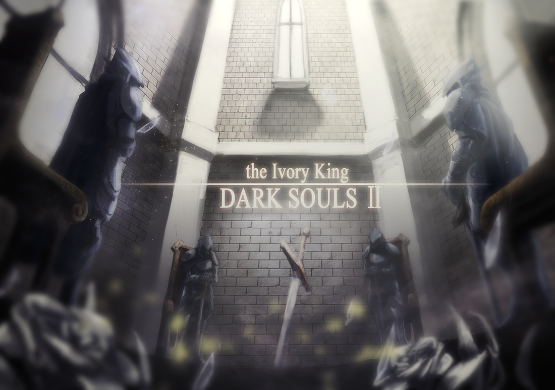 kirisame tarou, dark souls (series), dark souls ii, commentary request, 4boys, armor, brick wall, chair, copyright name, full body, helm, helmet, ice, indoors, knight, loyce knight, male focus, multiple boys, pauldrons, planted, planted sword, planted weapon, shoulder armor, standing, sword, weapon, window