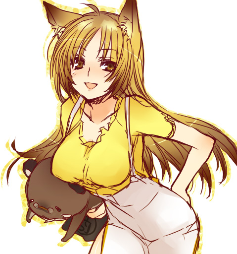 utsugi (skydream), bad id, bad pixiv id, tagme, animal ears, brown eyes, brown hair, fox ears, open mouth, solo