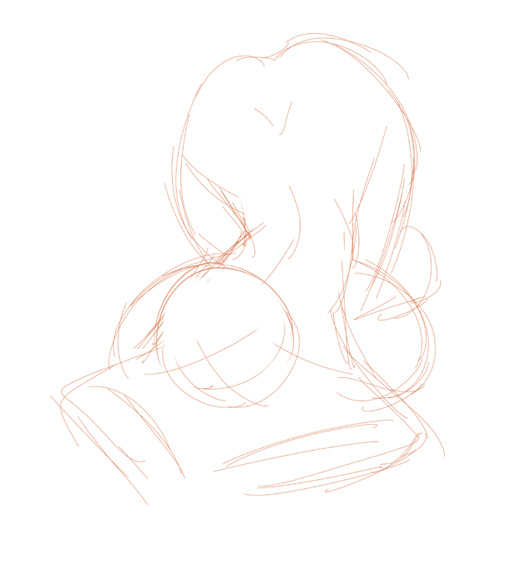 fct, sara da pranzo, sdp, female fighter (dungeon and fighter), unfinished, ass, breasts, large breasts, monochrome, sketch, solo, top-down bottom-up