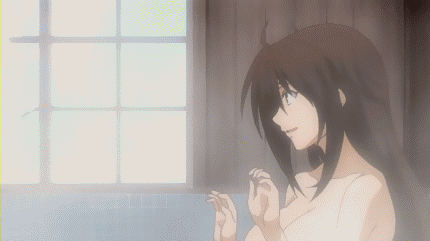 musubi, uzume (sekirei), sekirei, animated, animated gif, anime screenshot, lowres, 00s, 2girls, ass, back, bath, battle, bouncing breasts, breasts, brown hair, completely nude, fighting, large breasts, long hair, multiple girls, navel, nipples, nude, short hair, tattoo, wet
