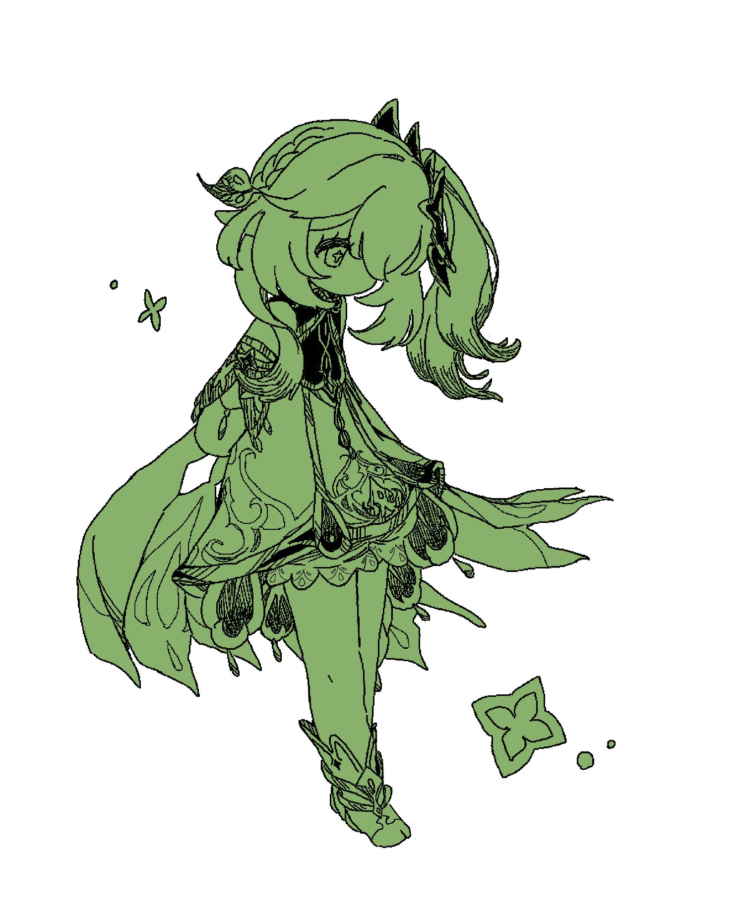 uo82q, nahida (genshin impact), genshin impact, 1girl, dress, solo, star-shaped pupils, star (symbol), symbol-shaped pupils, white background