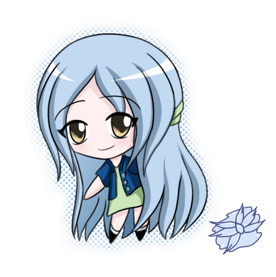 tagme, 1girl, blue hair, chibi, female focus, solo, yellow eyes