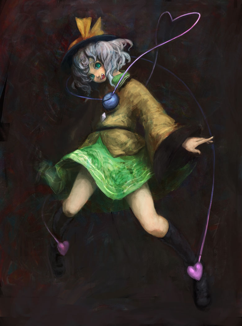 binayu, komeiji koishi, touhou, 1girl, female focus, full body, heart, heart of string, solo