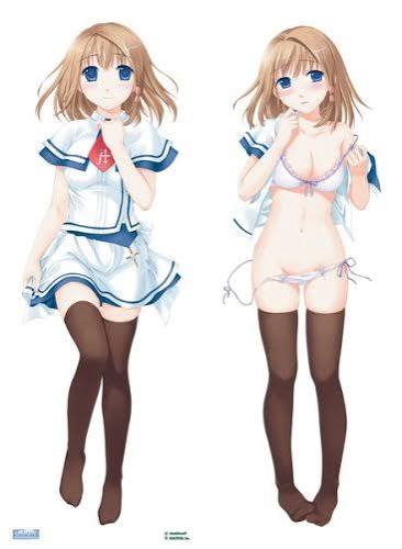 ginta, amanatsu, game cg, lowres, non-web source, blue eyes, bra, breasts, brown hair, large breasts, ootsu nami, panties, school uniform, thighhighs, underwear