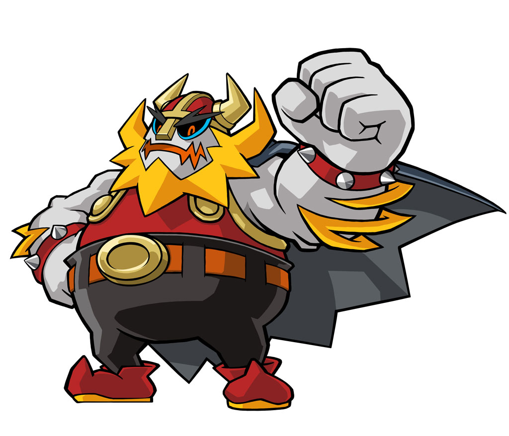 shake king, nintendo, wario land, official art, beard, clenched hand, facial hair, helmet, machine, no humans, solo, viking helmet