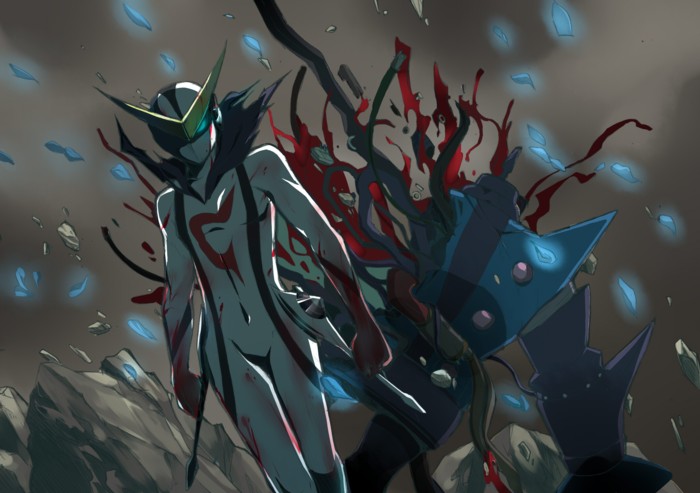 oosaki hirao, casshern, casshern (series), casshern sins, bad id, bad pixiv id, 00s, 1boy, android, blood, cable, cyborg, male focus, solo, wire
