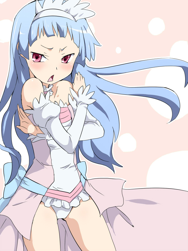 maruki (punchiki), nagi, kannagi, bad id, bad pixiv id, 00s, blue hair, blunt bangs, dress, long hair, panties, solo, underwear