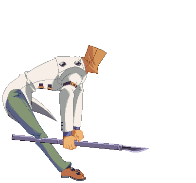 faust (guilty gear), arc system works, guilty gear, guilty gear x, guilty gear xx, animated, animated gif, lowres, 1boy, bag, bag on head, bag over head, dancing, male focus, paper bag, pixel art, scalpel, solo, transparent background