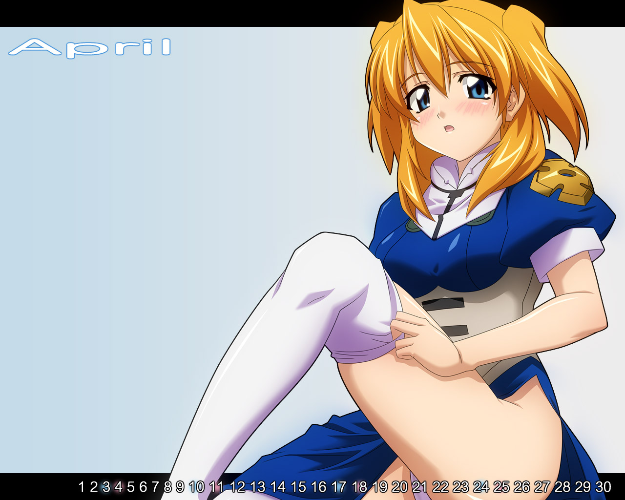 rosette christopher, chrno crusade, tagme, blonde hair, blue eyes, calendar, nun, thighhighs