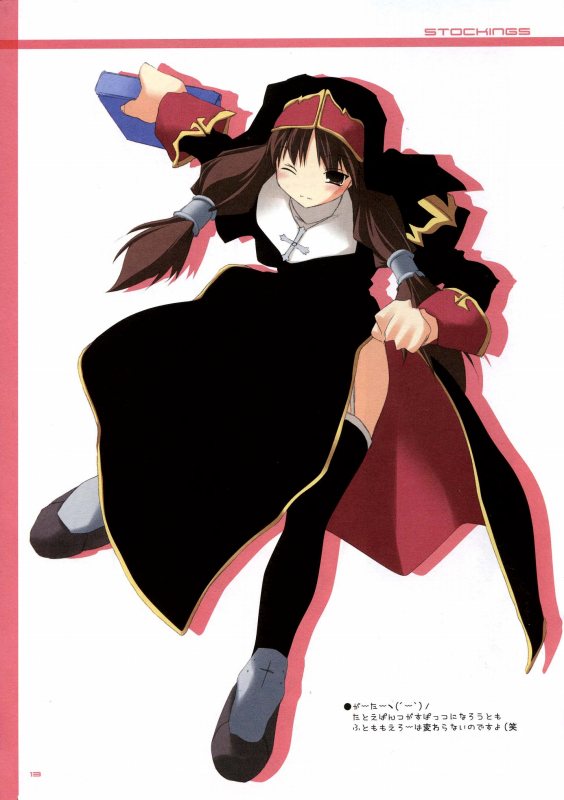 tagme, brown hair, cross, nun, thighhighs
