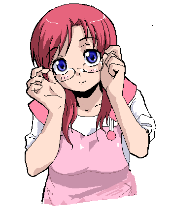 fjt (fjym2), fjym2, kazami mizuho, onegai teacher, bad id, bad pixiv id, lowres, 00s, 1girl, adjusting eyewear, female focus, glasses, oekaki, solo