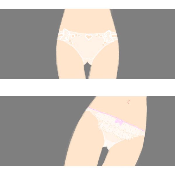 cote, bad id, bad pixiv id, tagme, 1girl, grey background, panties, pantyshot, simple background, thigh gap, underwear