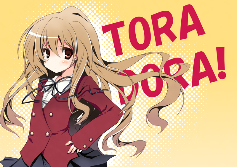purinpurin, aisaka taiga, toradora!, bad id, bad pixiv id, 00s, brown hair, red eyes, school uniform, serafuku, solo