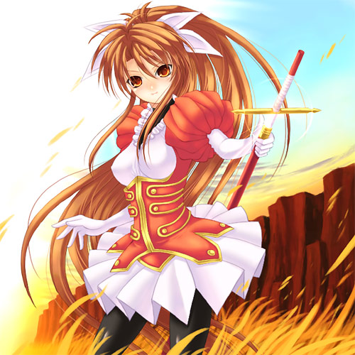 nago (lady centaur), annette burns, nago, nago (growlanser), growlanser, growlanser iii, lowres, 1girl, female focus, pantyhose, red eyes, red hair, solo