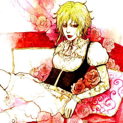 youshi, asellus (saga frontier), saga, saga frontier, bad id, bad pixiv id, lowres, 1girl, blonde hair, female focus, green hair, solo