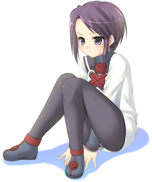 hazuki (etcxetc), toris, summon night, summon night 3, 1girl, blush, female focus, panties, panties under pantyhose, pantyhose, pantyshot, purple eyes, purple hair, solo, underwear, upskirt