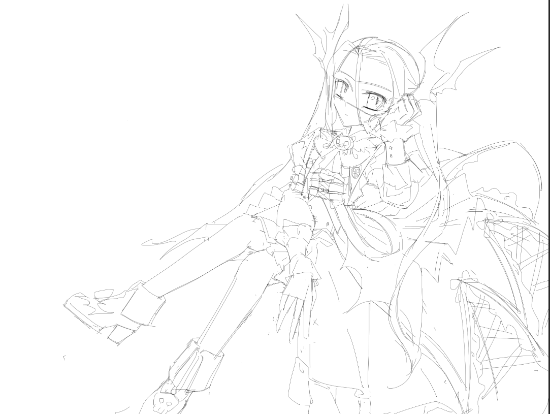 vamdemon, digimon, 1girl, digimon (creature), genderswap, mask, myotis, sketch, vampire