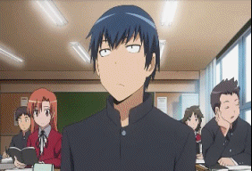 aisaka taiga, kitamura yuusaku, kushieda minori, takasu ryuuji, toradora!, animated, animated gif, anime screenshot, bad aspect ratio, fixed, lowres, non-web source, 00s, 6+boys, 6+girls, gakuran, multiple boys, multiple girls, o x, school uniform, serafuku