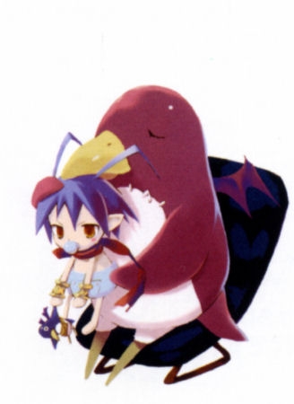 laharl, laharl's mother, prinny, disgaea, nippon ichi, lowres, official art, spoilers, 1girl, baby, female focus, solo