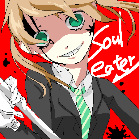 maka albarn, soul eater, lowres, 00s, crazy eyes, necktie, solo, twintails
