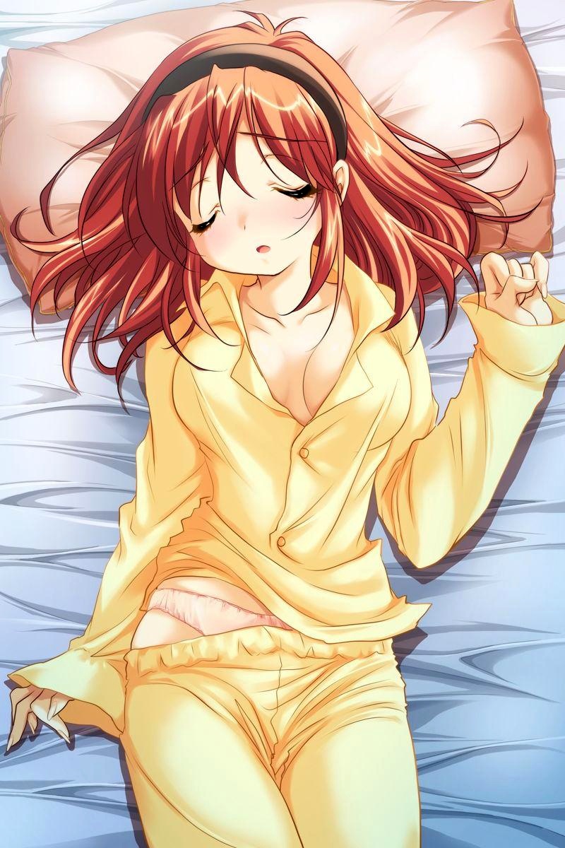 emily (pure dream), komatsuzaki rie (yuukuri panic escalation), yuukuri panic escalation, game cg, highres, 1girl, closed eyes, female focus, hairband, pajamas, panties, pillow, sleeping, solo, underwear
