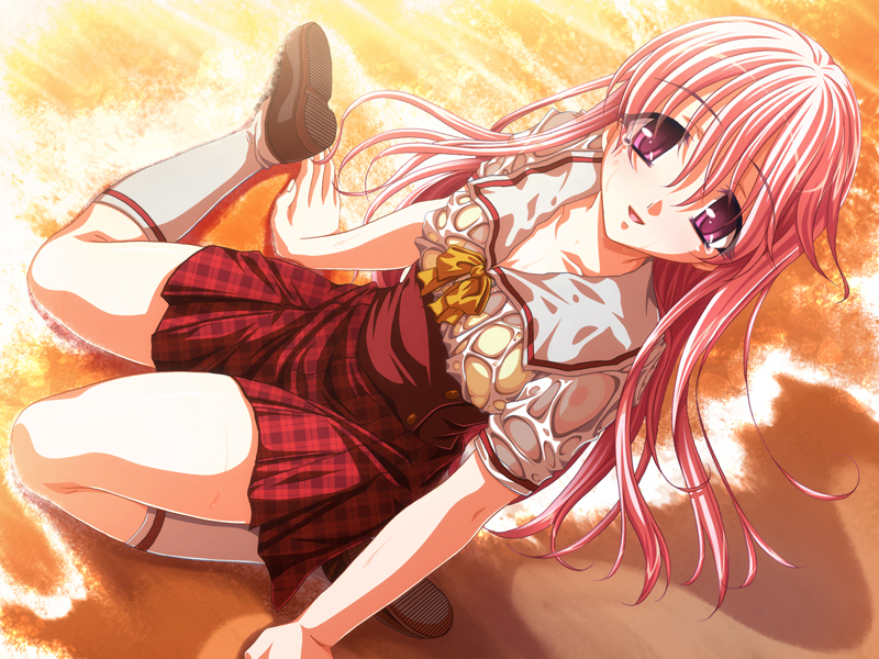 aikawa arisa, morino kurumi, kichiku nakadashi suieibu, tagme, beach, looking at viewer, ocean, pink hair, purple eyes, wet, wet clothes