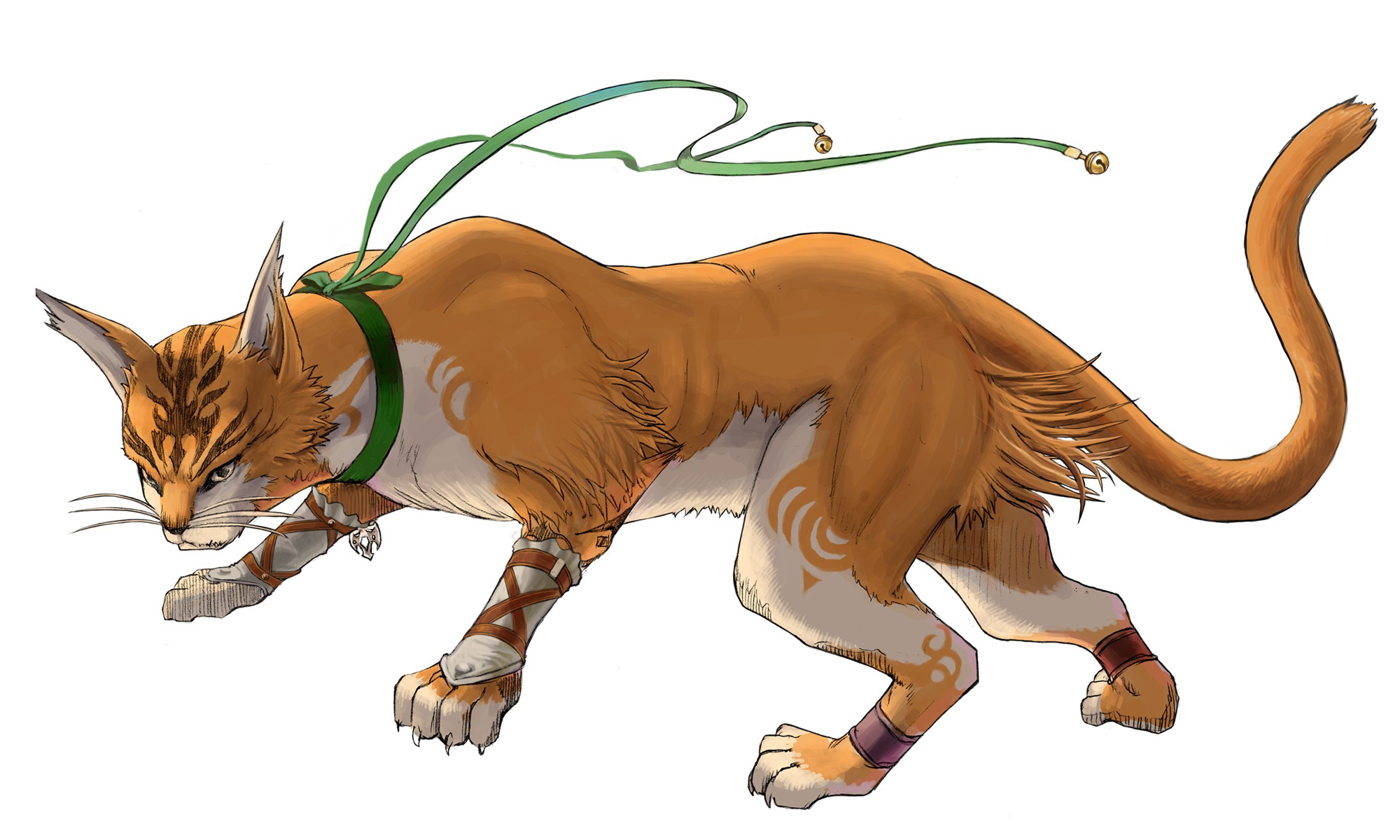 kita senri, lethe (fire emblem), fire emblem, fire emblem: path of radiance, fire emblem: radiant dawn, nintendo, highres, official art, cat, choker, laguz (race), simple background, white background