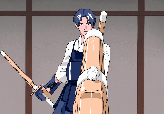 viper (series), viper ctr, animated, animated gif, 1boy, armor, shinai, sword, weapon