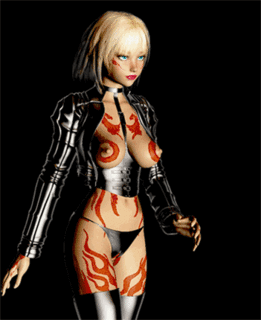 webnbot, animated, animated gif, lowres, 1girl, 3d, black panties, blue eyes, bodypaint, boots, breasts, breasts apart, choker, corset, covered erect nipples, cropped legs, crotchless, crotchless panties, female focus, jacket, leather, looking to the side, panties, solo, thighhighs, underwear, walking