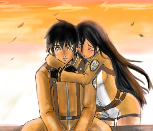iriza, kanze tooru, kanze toru, kasuga natsuki, ga-rei, ga-rei zero, lowres, 00s, 1boy, 1girl, hetero, hug, sunset