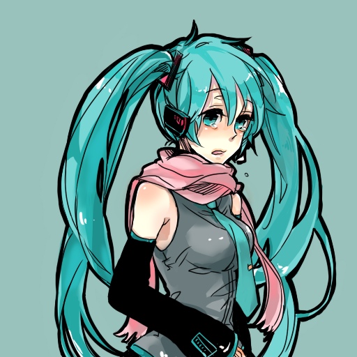 chashibu, hatsune miku, vocaloid, bad id, bad pixiv id, green eyes, green hair, long hair, necktie, scarf, solo, tears, twintails
